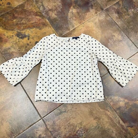 Tommy Hilfiger Polka Dot 3/4 Bell Sleeve Blouse Large - Picture 3 of 9